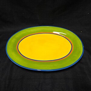 Danske Hand Painted Green Yellow and Red Oval Platter - Caribe Oval Serving Platter – Springtime Dishes