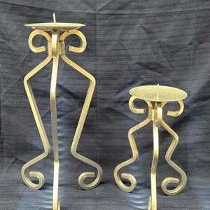 Set of Two Metal Candle Stands – Candle Holders – Curved Bottom Tripod Candle Holders – Tall Accent Lighting and Mood Lighting