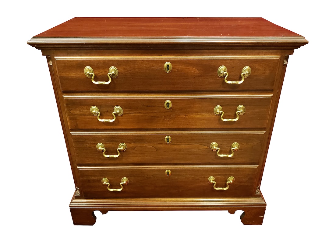 Vintage Ethan Allen Pine Nightstand With 4 Drawers and Dark Etsy