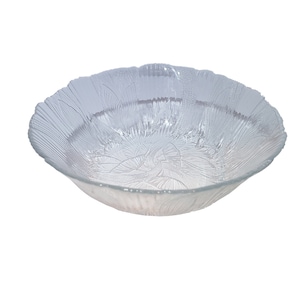 Clear Glass Home Decor Bowl with Designs on Sides - Salad Bowl - Fruit Bowl - Home Decor - Dip Bowl - Ruffled Edge Bowl - Plant Designs