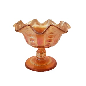 Amber Orange Collectible Glass Candy Dish Serving Bowl - Home Decor - Spring Decor - Collector&#39;s Decor - Mother&#39;s Day Gift - Fruit Display