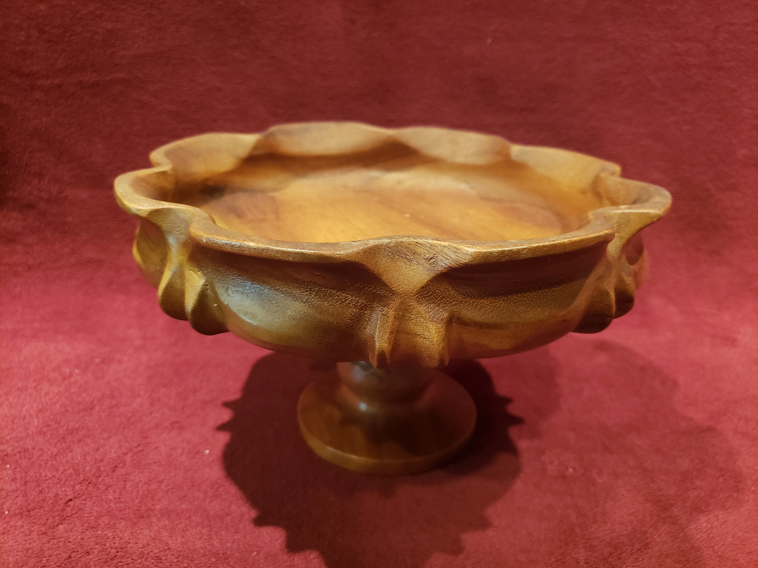 Vintage Monkey Pod Wood Carved Compote Display Stand Fruit Bowl - Etsy