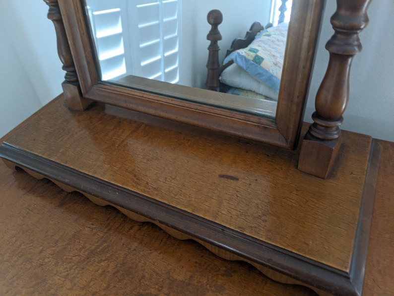 Vintage Colonial Style Wooden Dresser Top Shaving Mirror Etsy