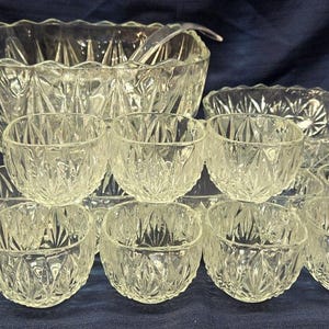 Etched Glass Punch Bowl with 12 Cups and a Ladle – Etched Glass Punch Bowl – Large Punch Bowl – Brunches, Parties, and Get Togethers