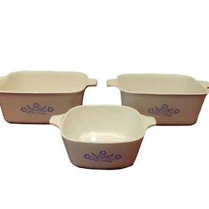 Vintage Corning Ware Rare Blue Cornflower Casserole Dish Set of 3