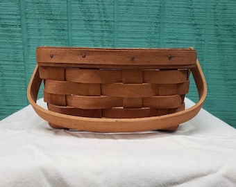 Vintage fyrkantig Longaberger-korg med ett handtag Tillverkad i USA – Handvävd korg, samlarobjekt