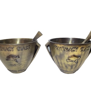 Vintage Mortar and Pestles from 1967 and 1968 - Pharmacy School Gift - Congratulations Graduate Gift - Medical School - Coricidin - Schering