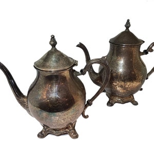 Silver Pitchers - 2 Pitchers - Set of Pitchers - Vintage Silver Pitchers - Coffee Pot - Tea Pot - Drink Serving - Victorian Dishes - Decor