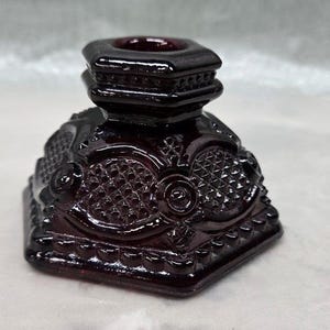 Deep Red Translucent Candlestick Holder – Avon Candle Holder Display – Vintage Candle Holder Mood Lighting and Accent Lighting
