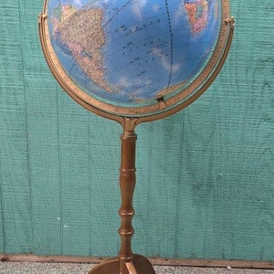 Vintage Cram’s Imperial World Globe – Rotating Globe on Wooden Tripod Floor Stand