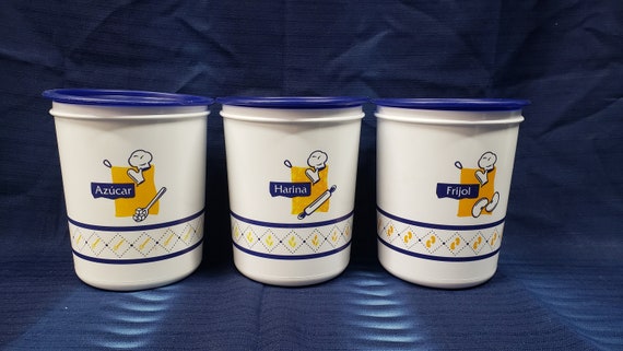 ヴィンテージ タッパーウェア キャニスターセット：砂糖、小麦粉、豆