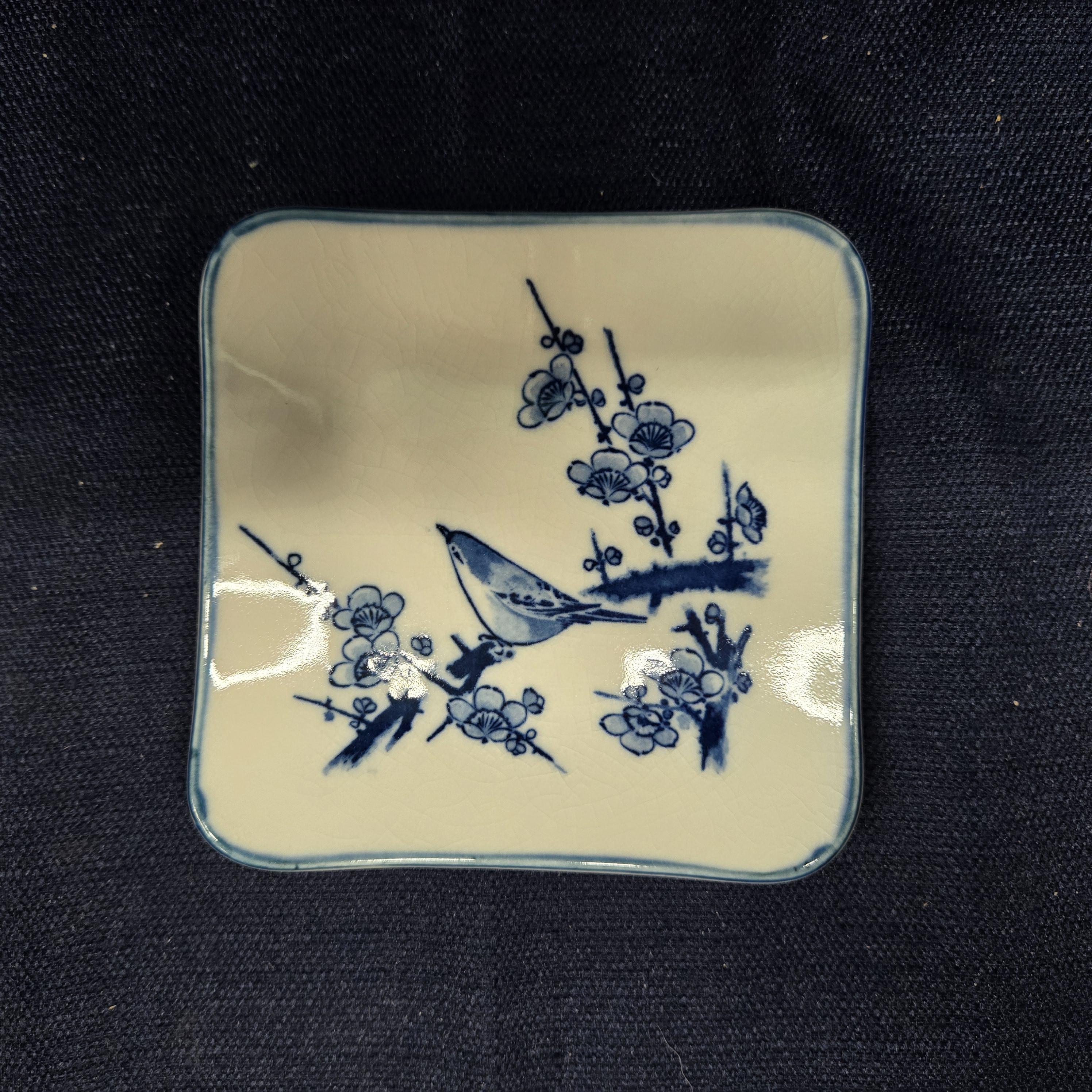 青と白の装飾陶器皿 青と白の装飾陶器皿 19.5cm ハンドメイド・手芸 青と白のストライプ