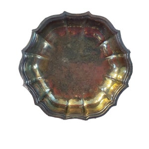 Vintage Silver Plate Deep Round Scalloped Dish