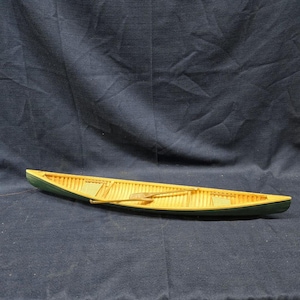 Hand Crafted Wooden Mini Decorative Canoe - Lake Decor, Boating Decor - Two Tiny Oars