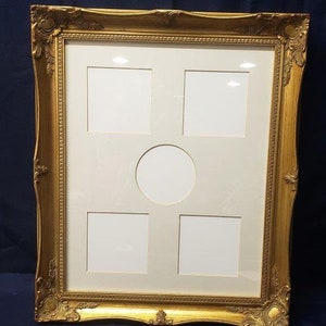 Large Vintage Gold Tone Ornately Designed Picture Frame – 24” x 20” with Matboard Frame for 5 Pictures