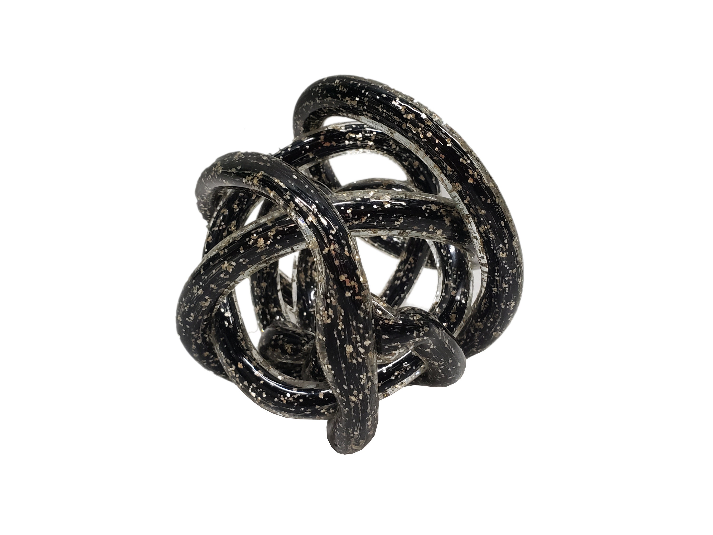 Twisted Black Home Decor Glass Ball - Mantle Decor for Living Room - Contemporary Home Accent
