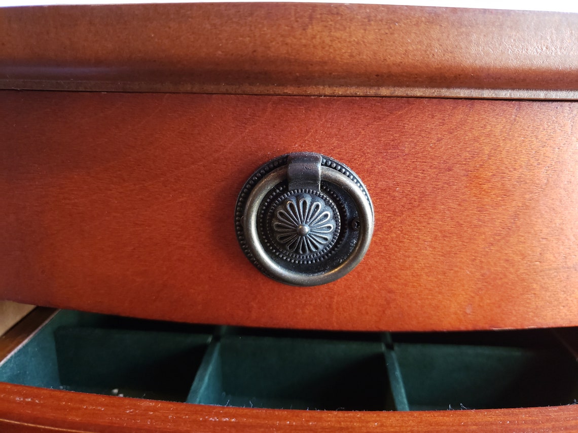 Wooden Standalone Jewelry Armoire With Drawers Cubbies Etsy