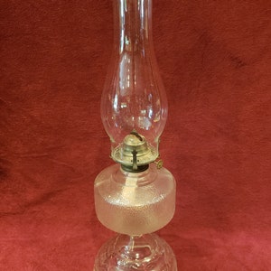 Vintage Clear Glass Tall Traditional Style Oil Lamp - Collectible Glass Lamps and Lighting