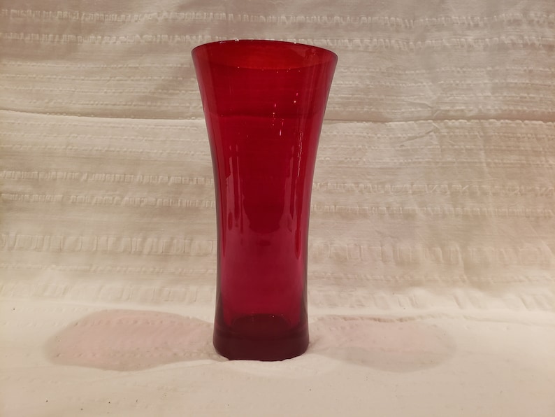 Tall Red Glass Flower Vase Spring Vase Spring Bouqet Beautiful Vase