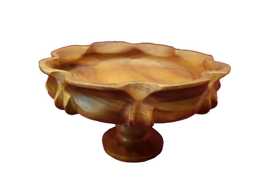 Vintage Monkey Pod Wood Carved Compote Display Stand Fruit Bowl - Etsy
