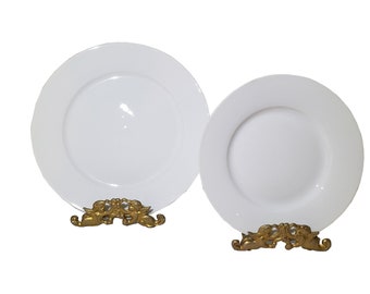 The Palm Restaurant Catering White Dinner and Salad Plates in Pristine Condition