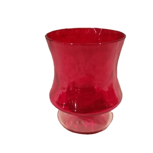 Red Cup Vase on Round Base - Wide Mouthed Vase - Ruby Red - Spring Decor - Flower Arrangements - Flower and Feather Vase - Mantle Decor