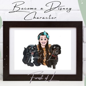 Custom Disney Character Portrait | Digital Art Commission | Cartoon Portrait | Cartoon Pet Person | Caricature