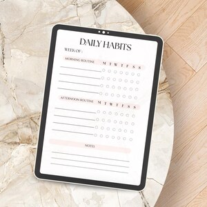 Daily Habit Tracker Printable – Editable Canva Routine Chart for Morning & Evening