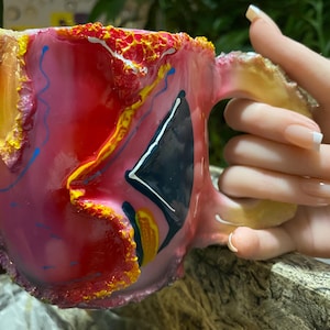 Sculptured coffee mug Thermo Art Decor Painted and Sculpted tea cup Sculpted on thermo mug jug, home decor collectable Unique art gift
