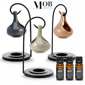 Juego de regalo de quemador de aceite y cera con forma de lágrima colgante con aceites esenciales y aceites aromáticos para él, ella, amigo secreto o amigo