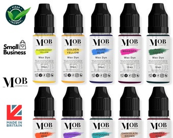 Candle and Wax Liquid Dye Colour Colourant Suitable for Paraffin wax, Soy Wax and Gel - Highly Concentrated - 10 x 10ml Set
