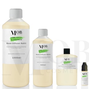 Navulling limoenbasilicum en mandarijnriet, sterk geconcentreerd! Gaat lang mee: 100 ml, 500 ml en 1 liter