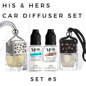 Huile de recharge pour diffuseur de parfum de voiture pour elle et lui et désodorisant pour bouteille de diffuseur de voiture suspendue - Haute résistance ! Lot n°5