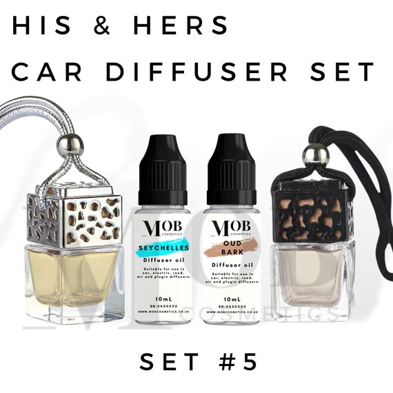 His and Hers Car Fragrance Diffuser Refill Oil and Hanging Car Diffuser  Bottle Air Freshener High Strength Set5 