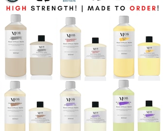 Aceite de recambio para difusor de varillas (100 ml - 500 ml) - Más de 100 aromas de lujo y diseño - Vegano, sin crueldad animal, difusores fabricados en el Reino Unido