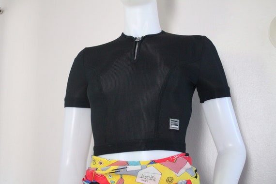 Vintage Versace Jeans Couture Black Cropped Top w… - image 2