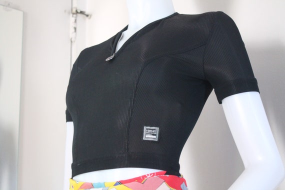 Vintage Versace Jeans Couture Black Cropped Top w… - image 4