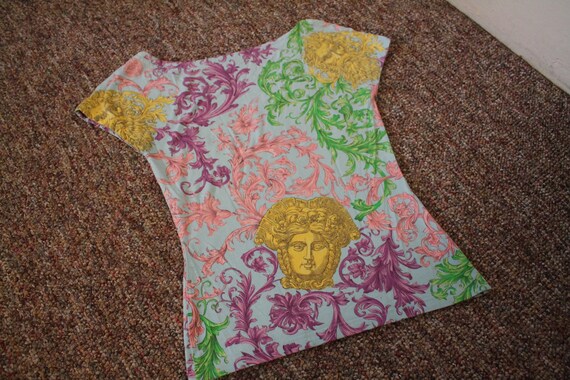 Vintage Versace Pastel Baroque Zeus Medusa Printe… - image 5