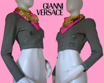 Vintage Versace Jeans Couture 1990s Cropped Jacket Medusa Zipper Pulls