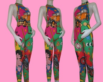 1991 Vintage Gianni Versace Jeans Couture Rare Betty Boop Print Jumpsuit