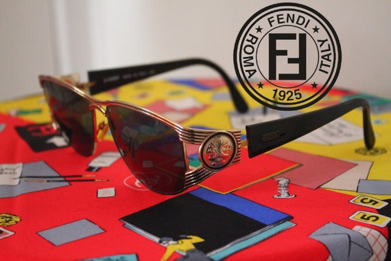 Authentic $590 FENDI Men's FF Printed Monogram 142MM Shield Sunglasses  - USED