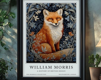 William Morris Print, Art Nouveau Print, Botanical wall art, Floral Poster, Vintage Print, William Morris Fox Print,William Morris Gift idea