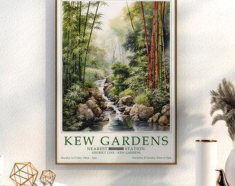 Impressão do Jardim de Kew, Jardins de Bambu Kew, Impressões Botânicas, Estilo William Morris, Arte de Jardim, Impressões da Natureza em Giclée, Pôster do Jardim de Kew