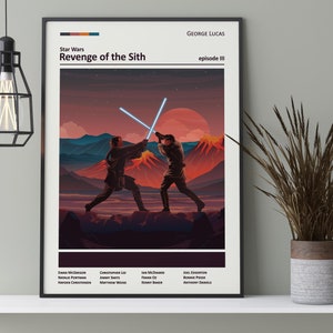Star Wars Revenge of the Sith, Star Wars Poster, Star Wars Trilogy, Minimal Movie Poster, Movie Poster, Star Wars Gift, Gift for Him, Sith