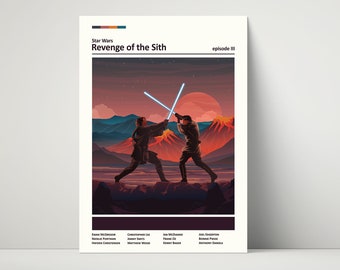 Star Wars Revenge of the Sith, Star Wars Poster, Star Wars Trilogy, Minimal Movie Poster, Movie Poster, Star Wars Gift, Gift for Him, Sith