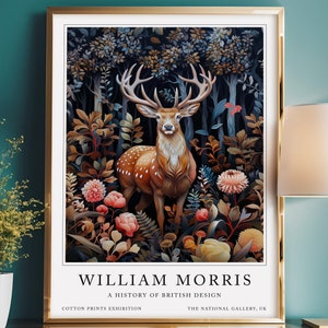 William Morris Stag, William Morris print, Exhibition Print, Stag artwork, Deer Print, Vintage print, William Morris Art, Morris stag print