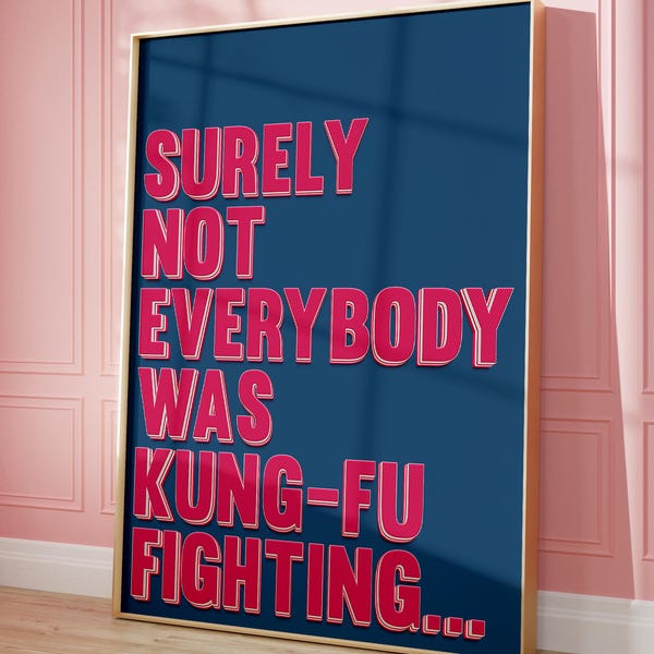 Lustige Wandkunst, Kung Fu Zitat, kräftiger Farb Retro Druck, trendiges Dekor, Pop Art Stil, modernes Retro Wohndekor Wandplakat