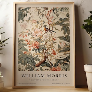 Póster de pájaro de William Morris, impresión de William Morris, impresión Art Nouveau, arte mural botánico, póster floral, impresión vintage, regalo de William Morris