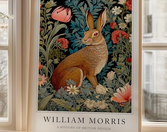 William Morris Haas, William Morris Rabbit Print, Art Nouveau Print, Textielprint, Morris Poster, Botanisch Kunstwerk, Cadeau natuurliefhebber