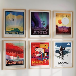 Pósteres espaciales de la NASA, pósteres de planetas, impresiones de la NASA, arte del espacio exterior, viajes espaciales, turismo espacial, ideas para regalos espaciales, regalos de astronomía, impresiones de la NASA